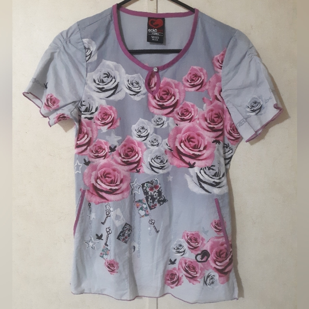 ECHO RED SCRUB TOP